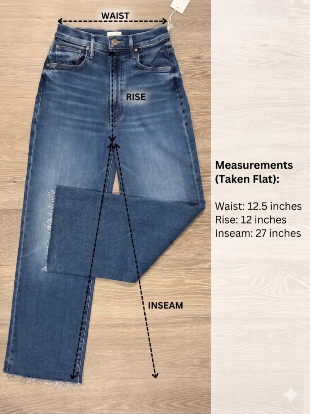 MOTHER The Maven Ankle Fray Jeans in Bitchn – Size 25 – High-Rise Wide Leg Blue - Picture 3 of 8